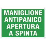 Cartello emergenza - Maniglione antipanico Apertura a spinta